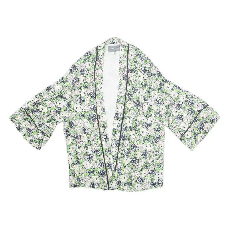LAURA ASHLEY Womens Printed Blouse Green 3/4 Sleeve Floral UK 12