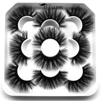 5pairs Thick & Long False Eyelashes, Natural Curling Wispy Cat Eye Faux Cluster Lashes Strip Lashes, Volume Lash, Lengthening...