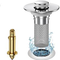 Bathroom Sink Drain Filter with Detachable Stainless Steel Filter Basket, Pop-Up Sink Drain Filter, Suitable for Replacing Al...