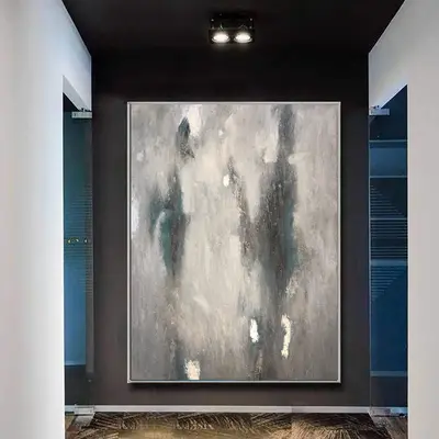 Large Gray Abstract Wall Art Aesthetic Painting 40x30 Expressionist Art Modern Decor Acrylic Painting New Apartment Gift Wall...