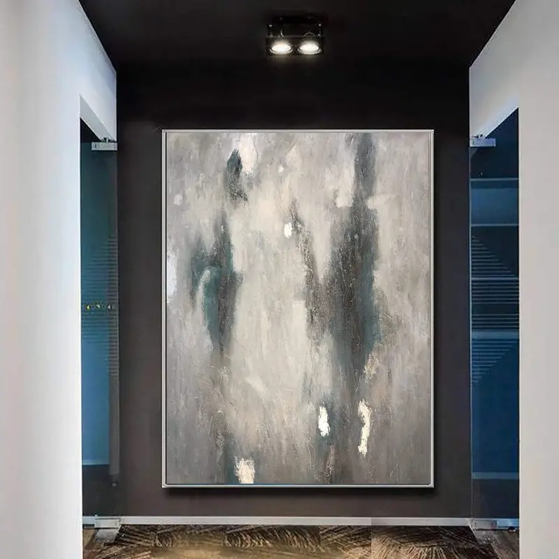 Large Gray Abstract Wall Art Aesthetic Painting 40x30 Expressionist Art Modern Decor Acrylic Painting New Apartment Gift Wall...