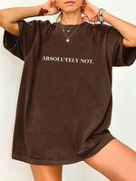 Women's Letter Print Round Neck Tee, Casual Classy Short Sleeve Crew Neck T-shirt for Daily Wear, Ladies Clothes for All Seas...