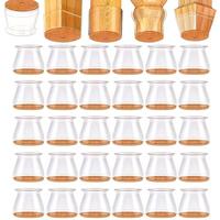 8-24 Pcs Circle Clear Silicone Chair Leg Floor Protectors Caps, Rectangle Felt Furniture Pads Covers Cups for Chair Table - A...