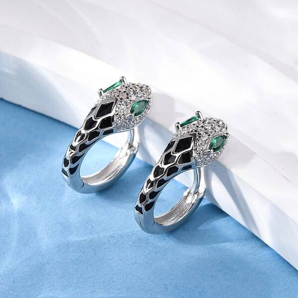 925 Sterling Silver Cubic Zirconia Hoop Earrings