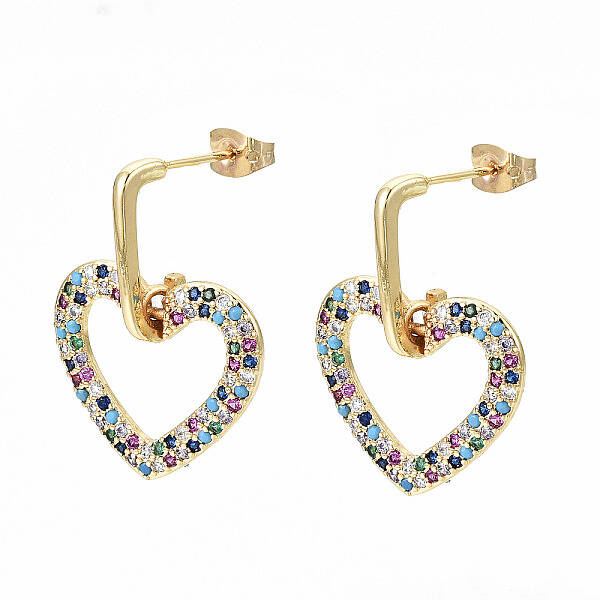 Brass Micro Pave Cubic Zirconia Dangle Stud Earrings