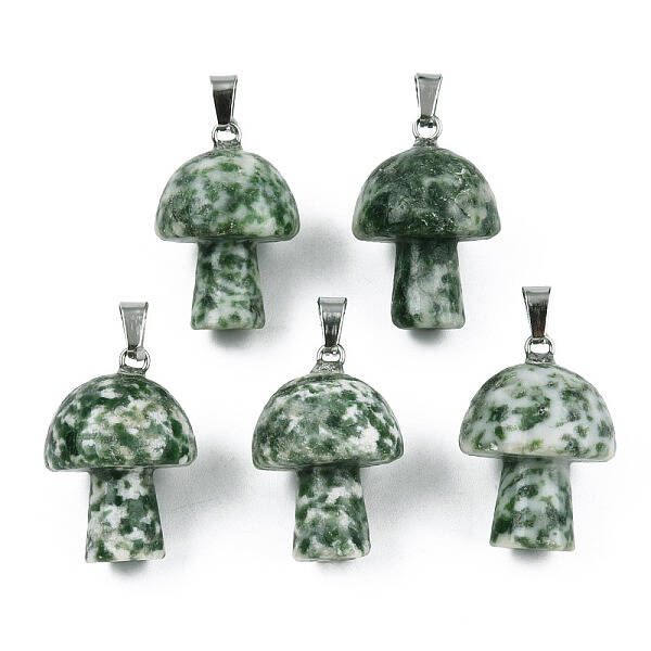 Natural Green Spot Jasper Pendants