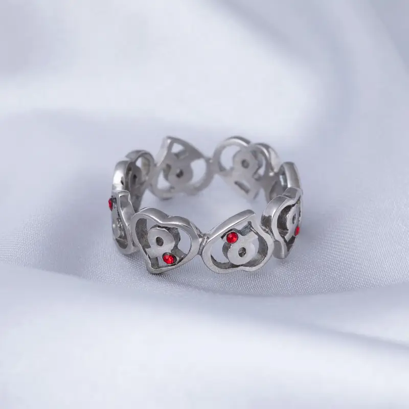 Diabetes Awareness Hearts Stainless Steel Ring - 9