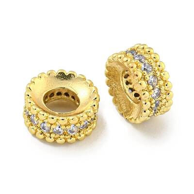 Brass Cubic Zirconia Spacer Beads