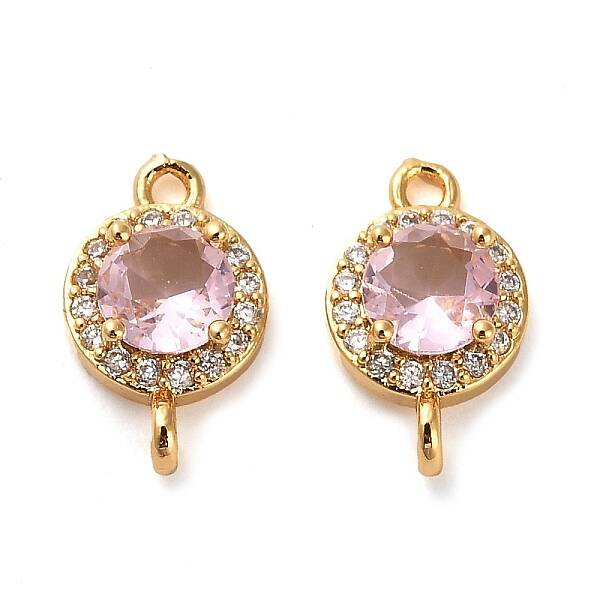 Brass Pave Cubic Zirconia Connector Charms