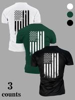 Men's American Flag Print Round Neck Tee, Regular Fit Casual Short Sleeve T-shirt, Men's Top for Daily Wear