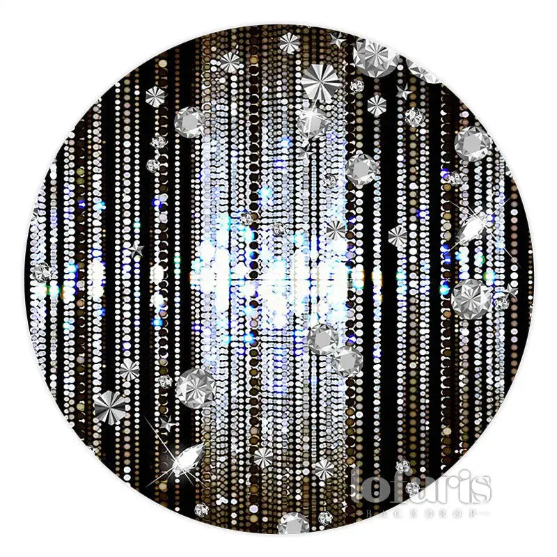 Aperturee Lighting Silver Lines Black Circle Birthday Backdrop | Custom Backdrop For Party | Party Curtain Backdrop | Wall Ba...