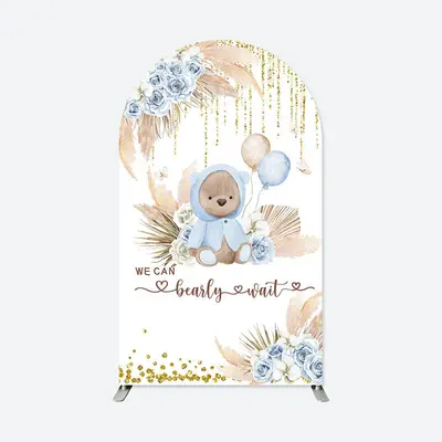 Aperturee Bearly Wait Cute Bear Boho Baby Shower Arch Backdrop | Diy Chiara Backdrop Cover | Custom Arched Wall Covers | Wedd...