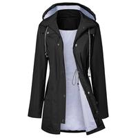 2024 US Black Friday AVOOGUE Women's Rain Jacket Plus Size Long Raincoat Lightweight Hooded Windbreaker Waterproof Jackets wi...