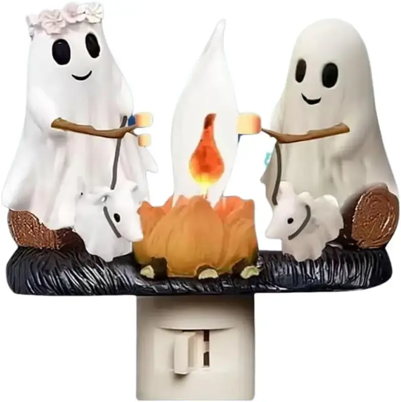 WHATOOK Halloween Light Handmade Ghost Bonfire Night Light Compact Design Adorable Ornaments for Indoor Outdoor Decorative LE...