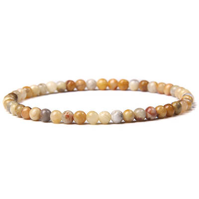 4mm Round Natural Crazy Agate Beads Bracelet for Men