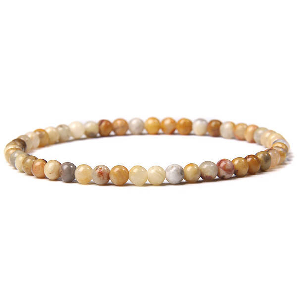 4mm Round Natural Crazy Agate Beads Bracelet for Men