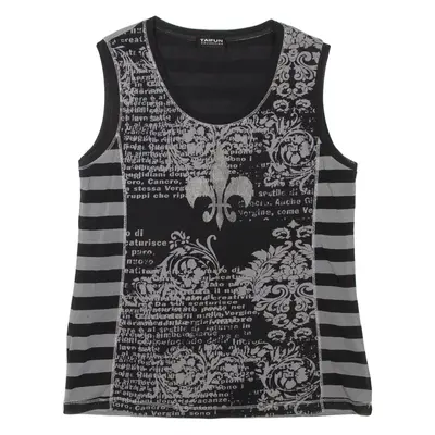 TAIFUN Womens Printed Top Grey Sleeveless Striped L