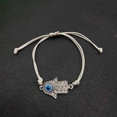 Alloy Rhinestone Hamsa Hand Bracelets
