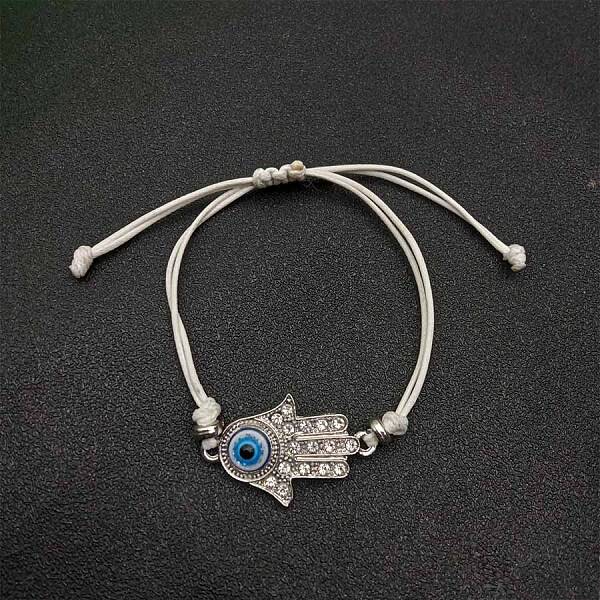 Alloy Rhinestone Hamsa Hand Bracelets
