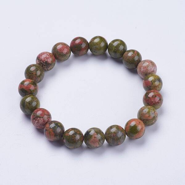 Natural Unakite Beaded Stretch Bracelets