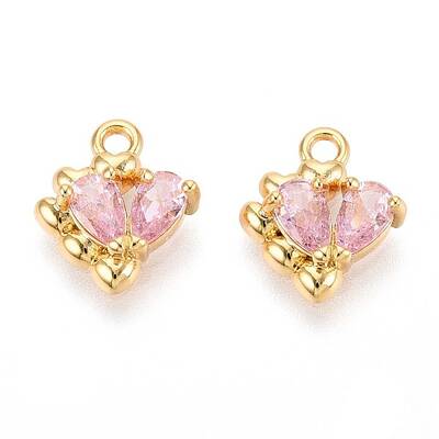 Brass Micro Pave Cubic Zirconia Charms