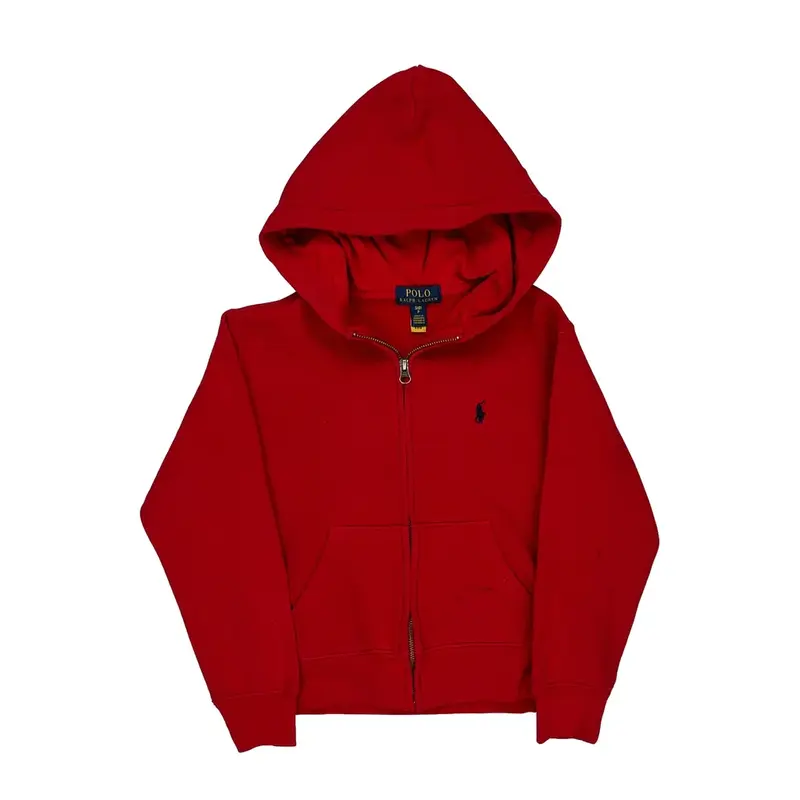 Age 8 Ralph Lauren Graphic Hoodie - Small Red Cotton Blend