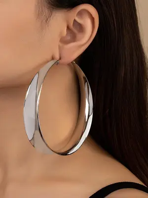 1 Pair Women's Elegant Simple Style Plain Color Hoop Earrings, Casual Trendy Hoop Earrings, Fashionable Jewelry For Daily & P...