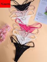 Women's Plain Heart Shaped Ring Linked Thong, Soft Comfy Breathable Seamless Panty for Daily Wear, Ladies Underwear for All S...