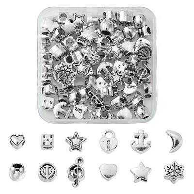 60Pcs 12 Style Tibetan Style Alloy European Beads