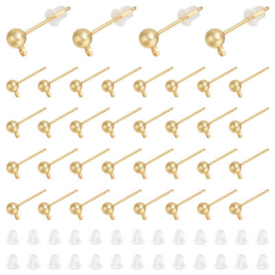80Pcs Brass Stud Earring Findings