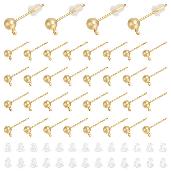 80Pcs Brass Stud Earring Findings
