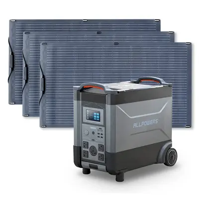 ALLPOWERS 4000W Solar Generator (R4000 + SF100 100W Flexible Solar Panel) R4000 + 3PCS SF100 100W Solar Panel