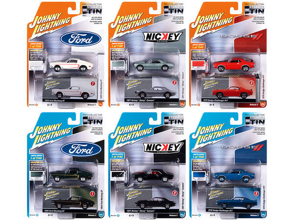 Johnny Lightning Collectors Tin 2021 Set of 6 Cars Release 3 Limited Edition of 7140 pieces Worldwide 1/64 Diecast Model Cars...