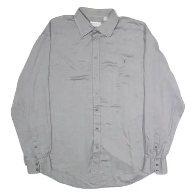 YVES SAINT LAURENT Mens Shirt Grey Striped Long Sleeve 2XL