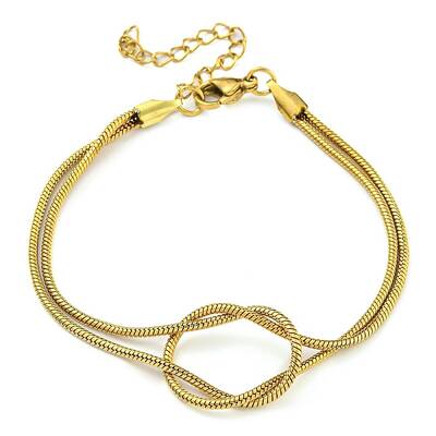 PVD Vacuum Plating 304 Stainless Steel 2-Strand Round Snake Chain Bracelets