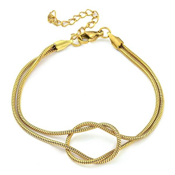 PVD Vacuum Plating 304 Stainless Steel 2-Strand Round Snake Chain Bracelets