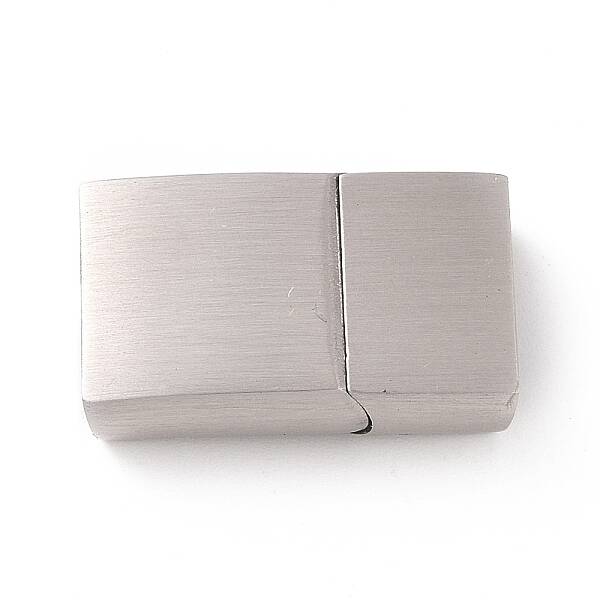 Tarnish Resistant 304 Stainless Steel Rectangle Magnetic Clasps with Glue-in Ends