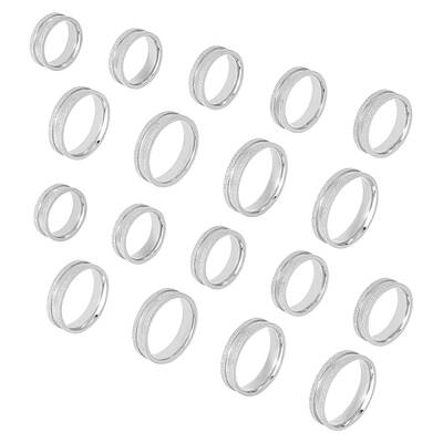 18Pcs 9 Size 201 Stainless Steel Grooved Finger Ring for Men Women