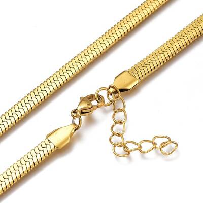 Ion Plating(IP) Unisex 304 Stainless Steel Herringbone Chain Necklaces