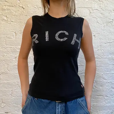Richmond Spellout Vest - XS Black Cotton