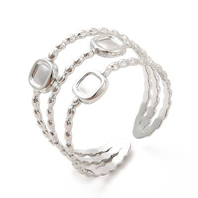 Non-Tarnish 304 Stainless Steel Square Open Cuff Ring