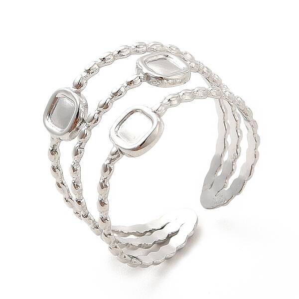 Non-Tarnish 304 Stainless Steel Square Open Cuff Ring