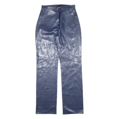 CI.CA.DO Leather Look Womens Trousers Blue Regular Straight W26 L31
