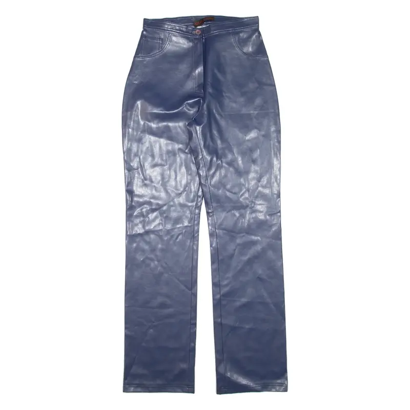 CI.CA.DO Leather Look Womens Trousers Blue Regular Straight W26 L31