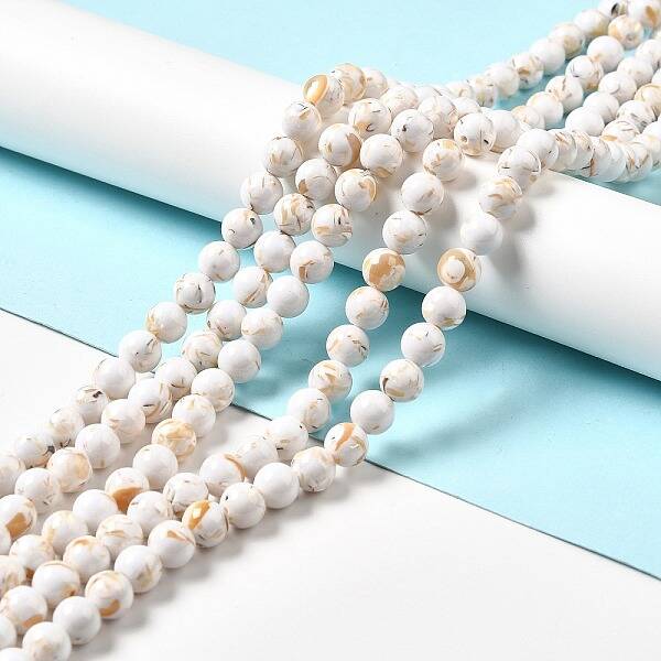 Synthetic Turquoise and Sea Shell Assembled Beads Strands