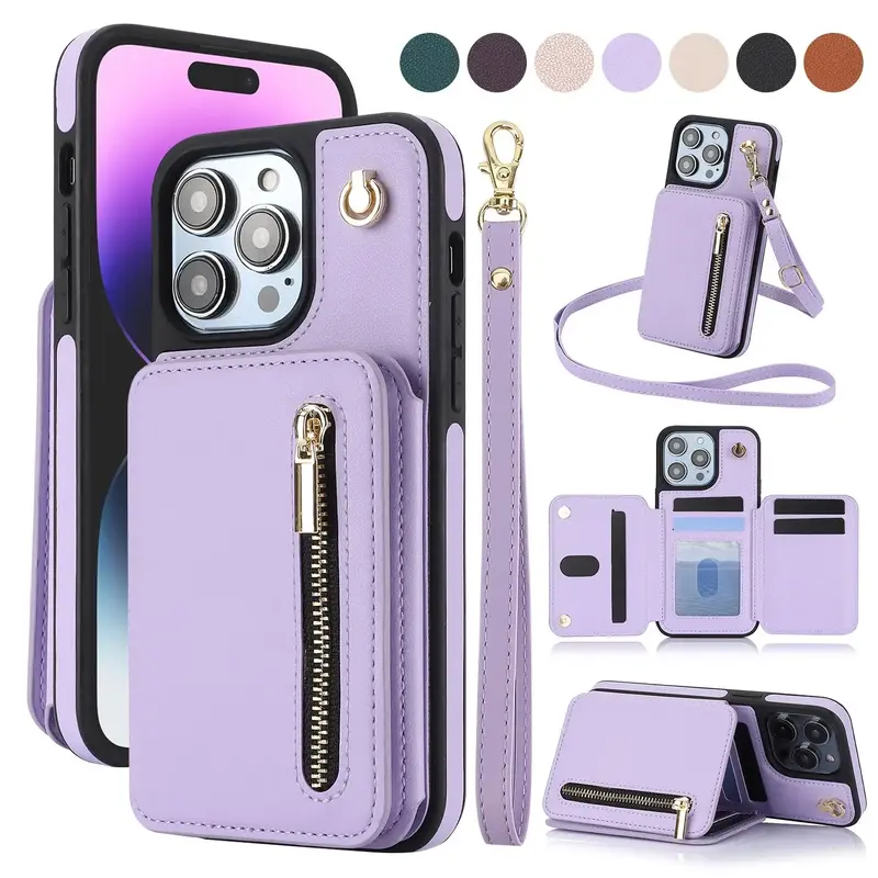 Card Wallet Case for iPhone 17 Pro Max iPhone Air 16 15 14 13 12 11 Pro Max PU Leather RFID Blocking Card Wallet Flip Stand C...