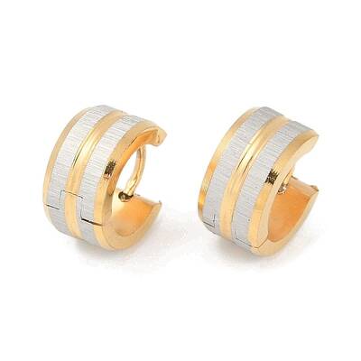 Ion Plating(IP) Frosted 304 Stainless Steel Hoop Earrings for Women