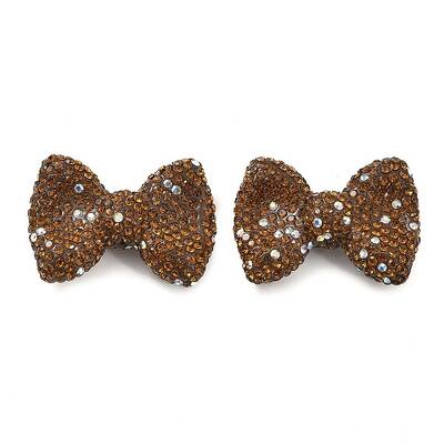 Bowknot Shape Polymer Clay Rhinestone Beads