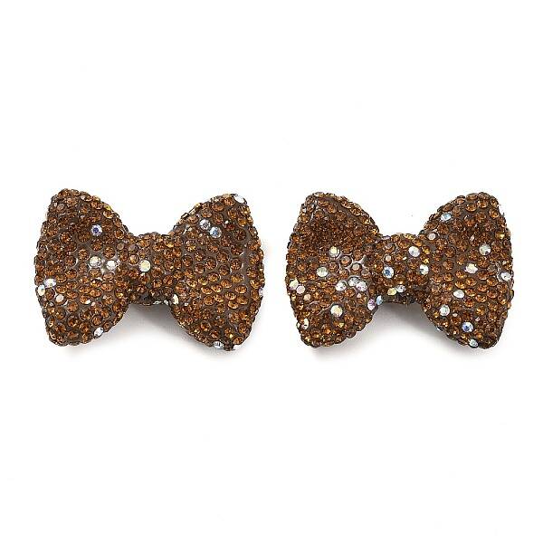 Bowknot Shape Polymer Clay Rhinestone Beads