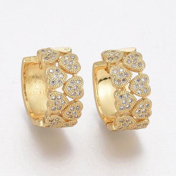 Brass Micro Pave Clear Cubic Zirconia Huggie Hoop Earrings